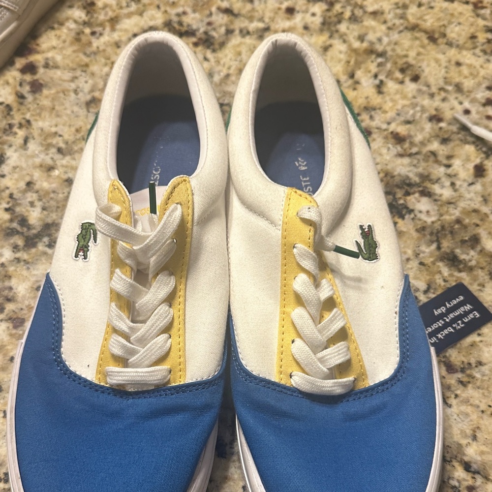 Lacoste White, Yellow, and Blue Casual Sneakers